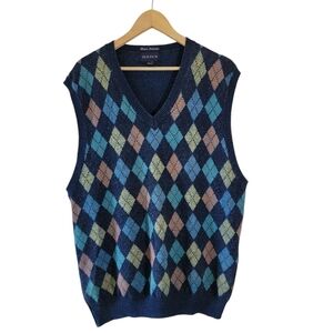 VTG Y2K GANT Unisex HAND Intarsia Pullover Sweater Vest XL Colorful Retro Cotton